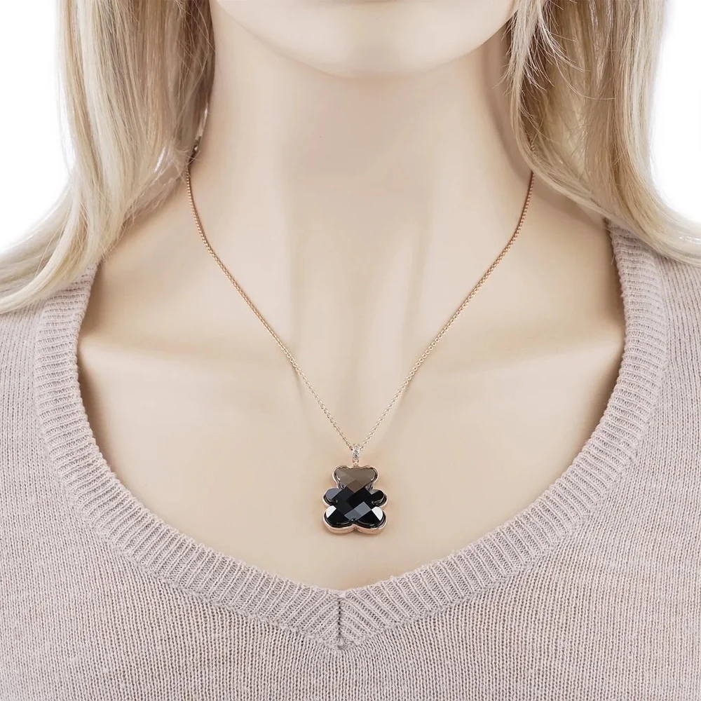 Black Crystal Bear Necklace - Picture 3 of 8